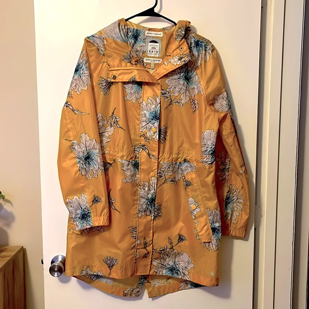 Yellow and Floral Joules Rain Coat